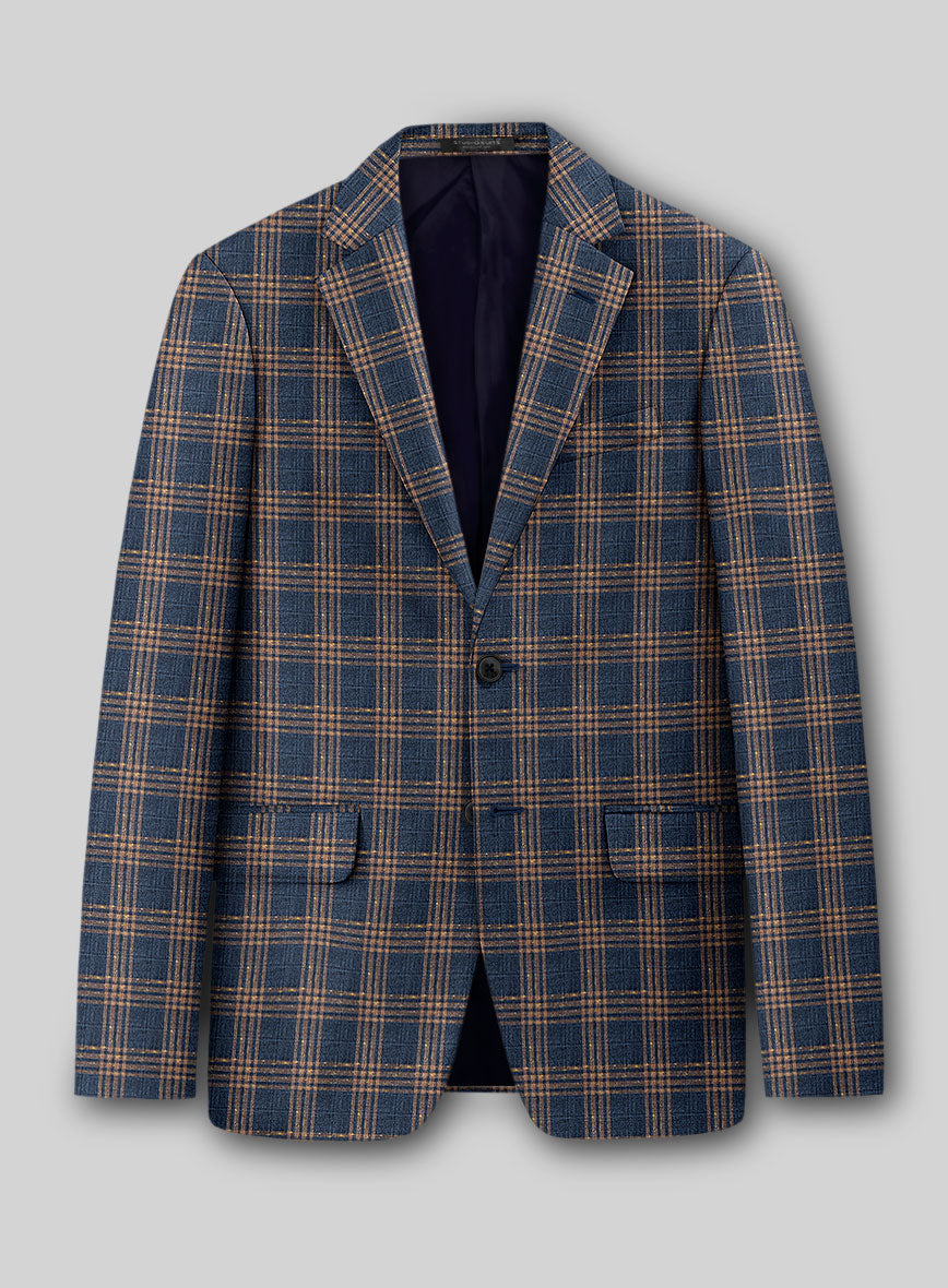 Noble Santiago Blue Wool Silk Linen Jacket - StudioSuits
