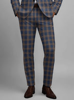 Noble Santiago Blue Wool Silk Linen Pants - StudioSuits