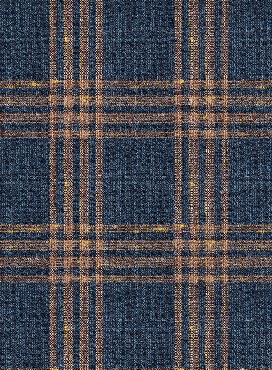 Noble Santiago Blue Wool Silk Linen Pants - StudioSuits