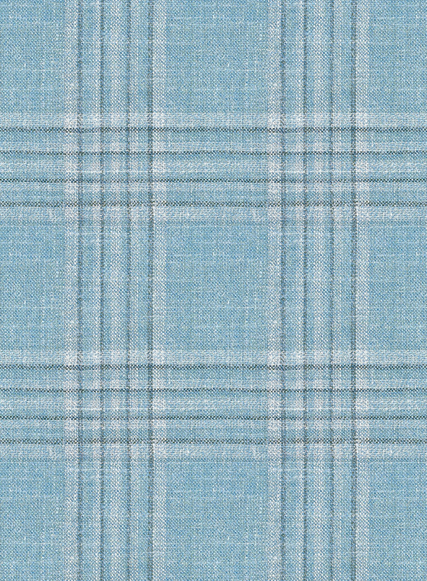 Noble Sky Blue Wool Silk Linen Jacket - StudioSuits