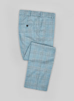 Noble Sky Blue Wool Silk Linen Pants - StudioSuits