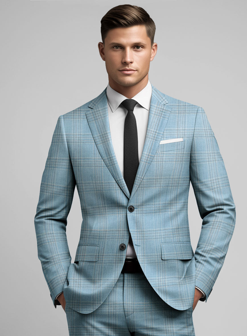 Noble Sky Blue Wool Silk Linen Suit – StudioSuits