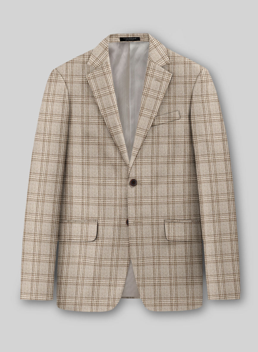 Noble Sofia Beige Wool Silk Linen Jacket - StudioSuits