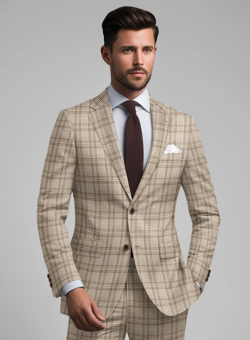 Noble Sofia Beige Wool Silk Linen Jacket - StudioSuits
