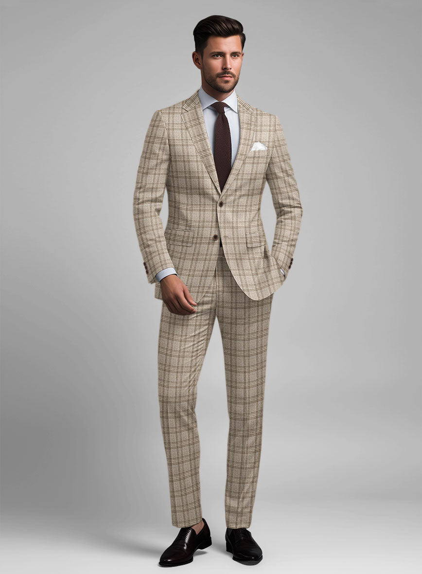 Noble Sofia Beige Wool Silk Linen Suit - StudioSuits
