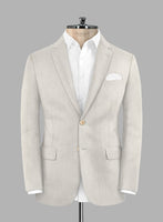 Noble Stone Beige Wool Silk Linen Jacket - StudioSuits