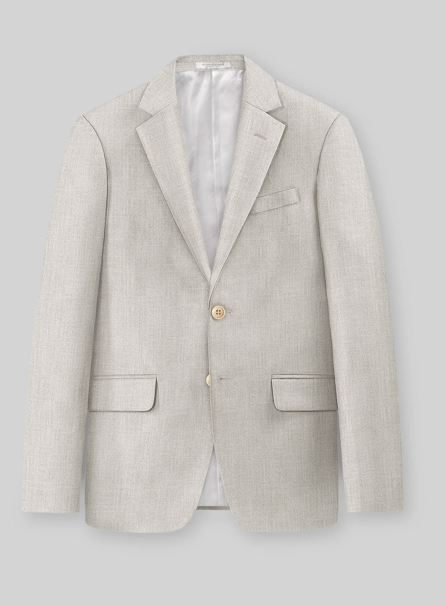 Noble Stone Beige Wool Silk Linen Jacket - StudioSuits