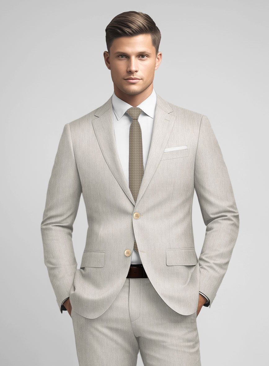 Noble Stone Beige Wool Silk Linen Jacket - StudioSuits