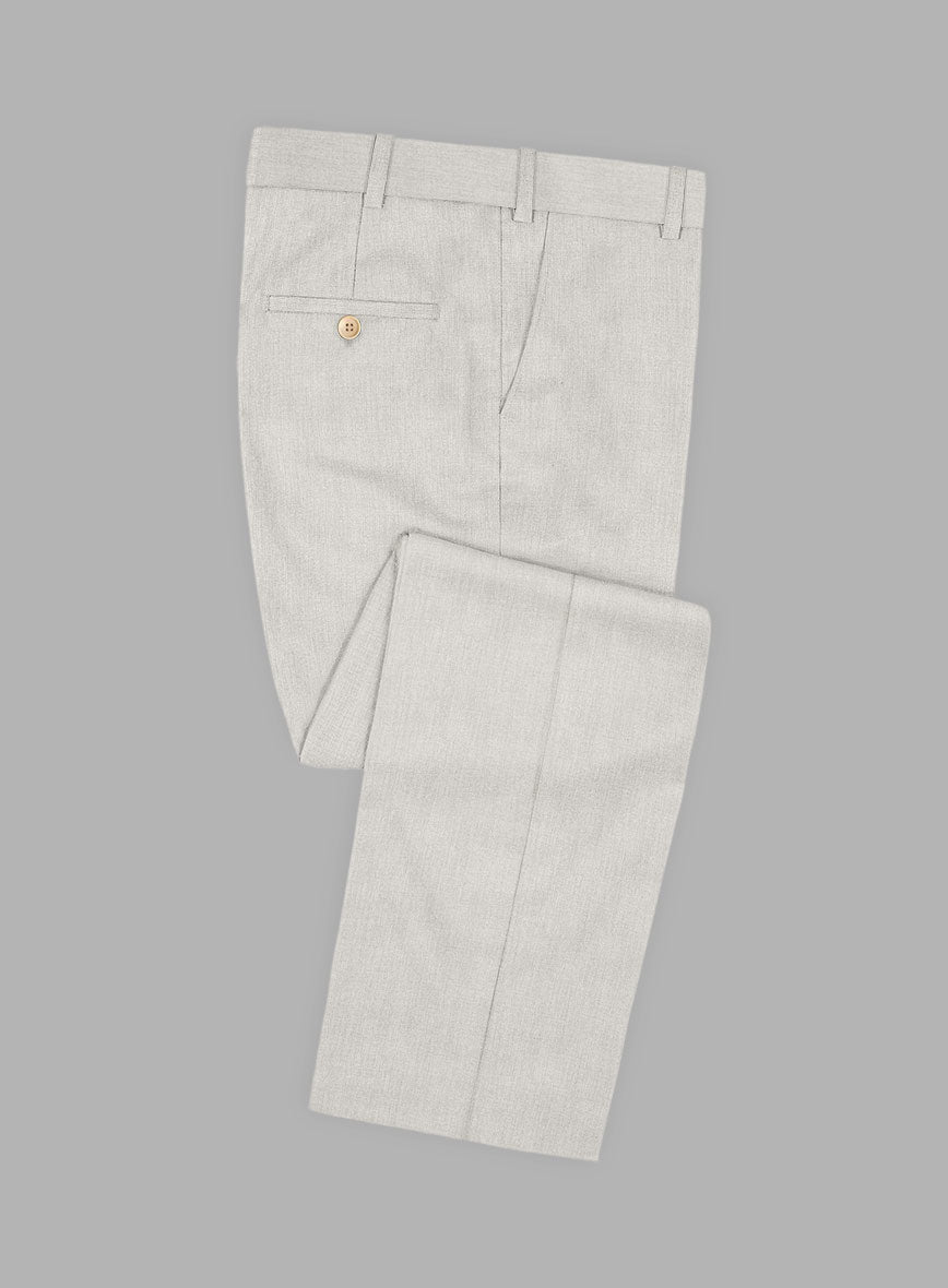 Noble Stone Beige Wool Silk Linen Pants - StudioSuits