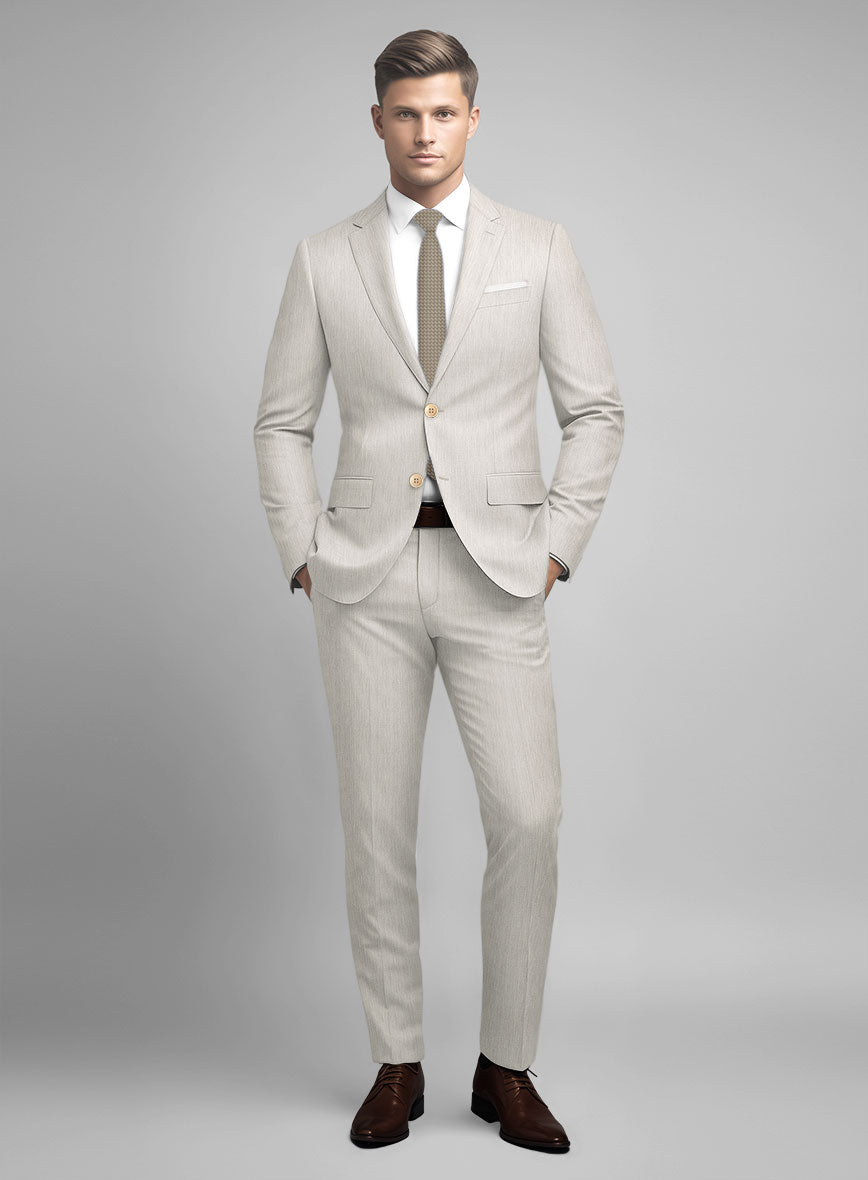 Noble Stone Beige Wool Silk Linen Suit - StudioSuits