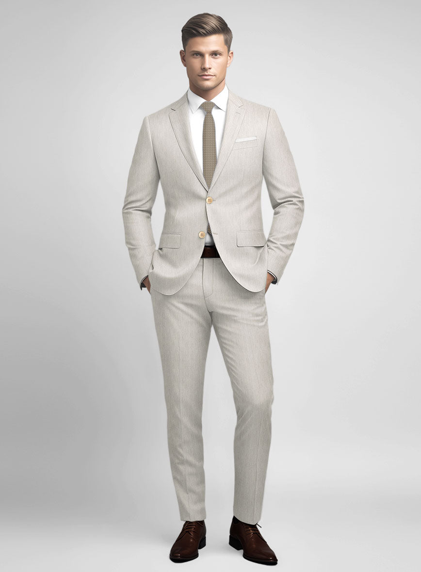 Noble Stone Beige Wool Silk Linen Suit - StudioSuits