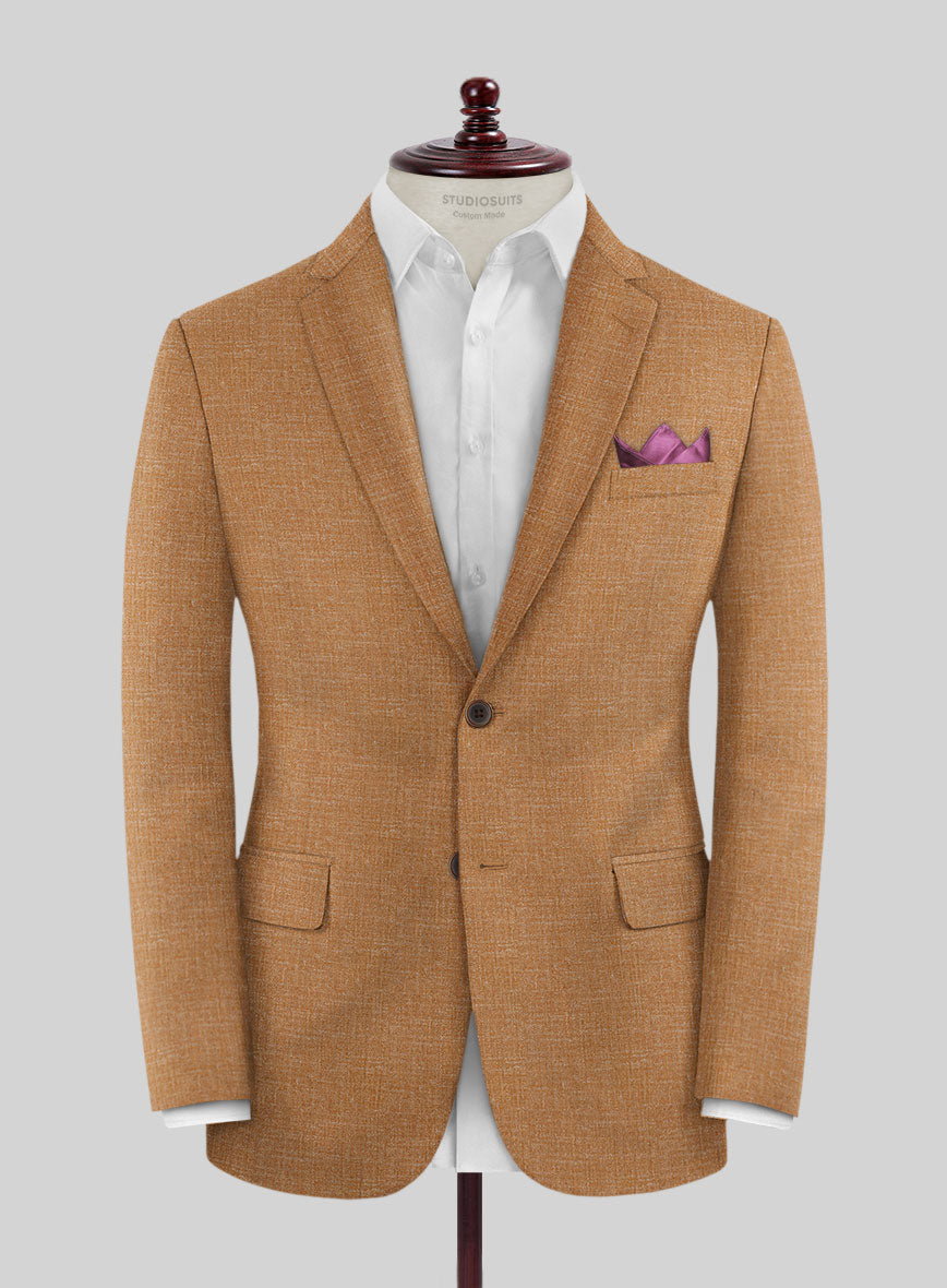 Noble Tan Wool Silk Linen Jacket - StudioSuits
