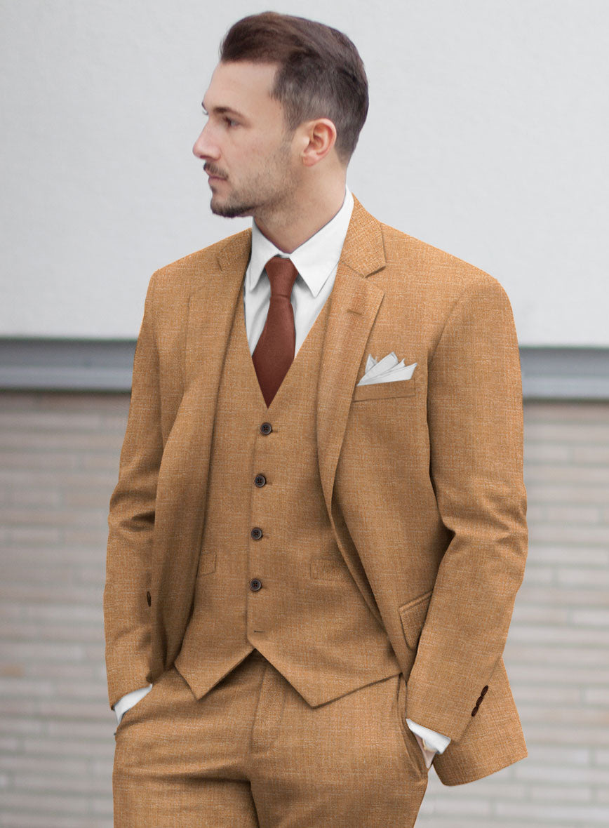 Noble Tan Wool Silk Linen Jacket - StudioSuits