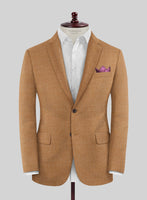 Noble Tan Wool Silk Linen Jacket - StudioSuits