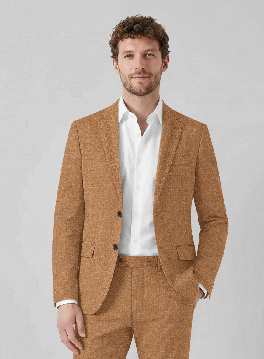 Noble Tan Wool Silk Linen Suit - StudioSuits