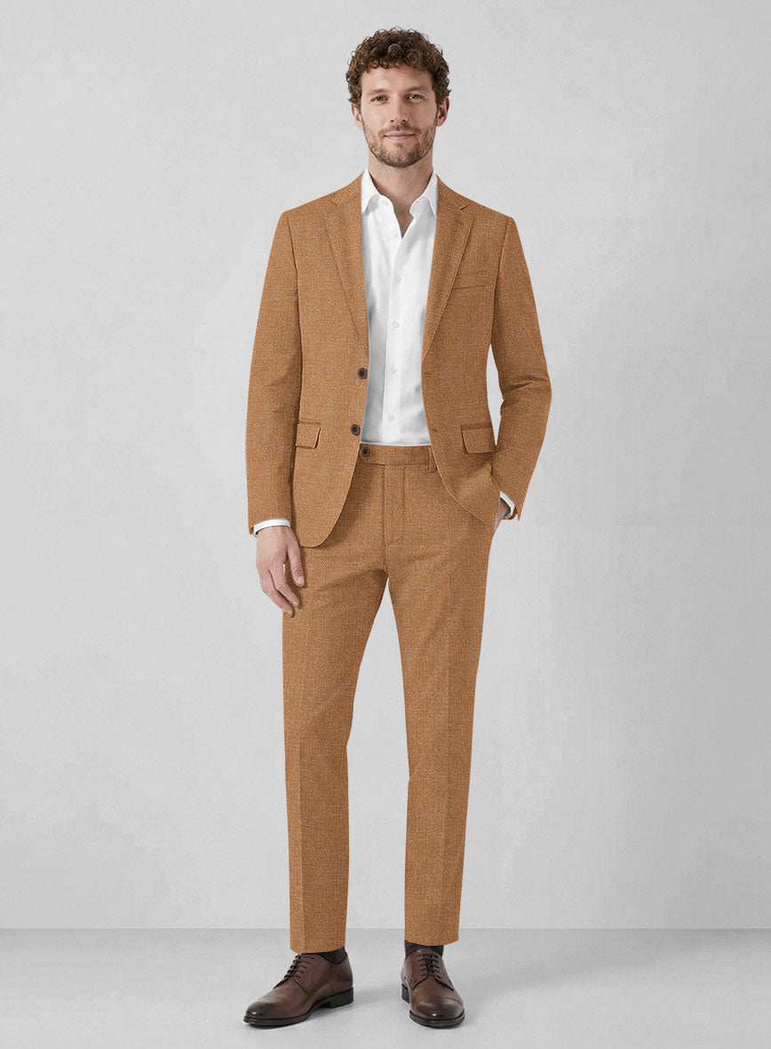 Noble Tan Wool Silk Linen Suit - StudioSuits