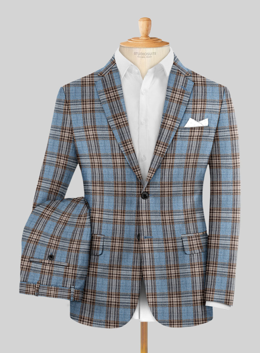 Noble Veron Tartan Wool Silk Linen Suit - StudioSuits