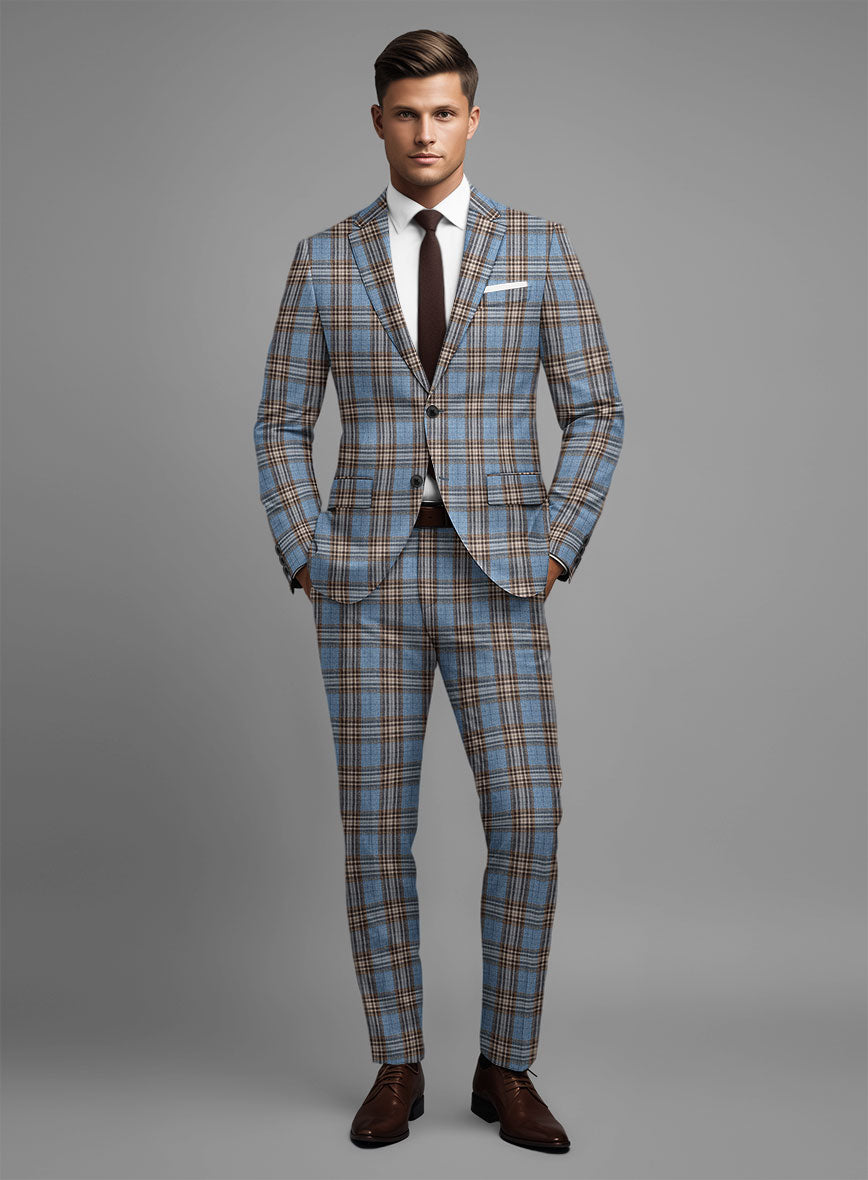 Noble Veron Tartan Wool Silk Linen Suit - StudioSuits