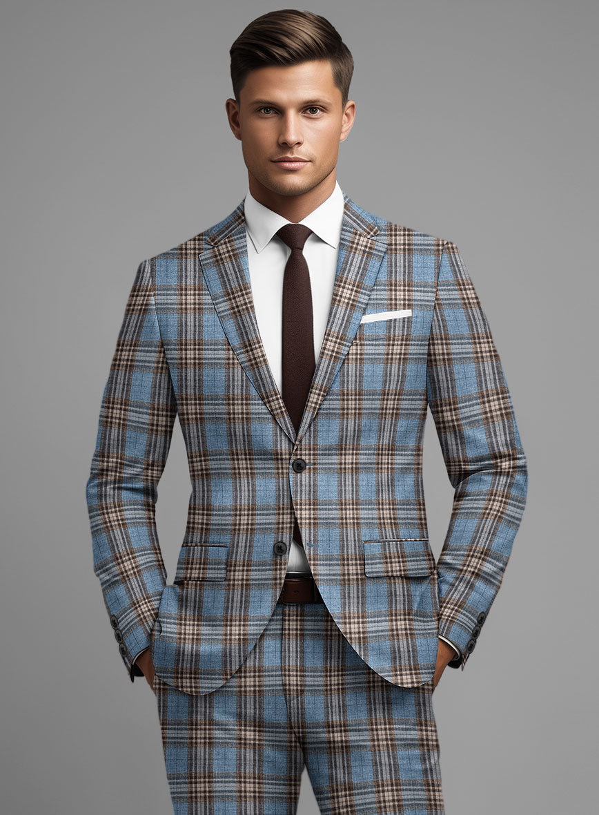 Noble Veron Tartan Wool Silk Linen Suit - StudioSuits