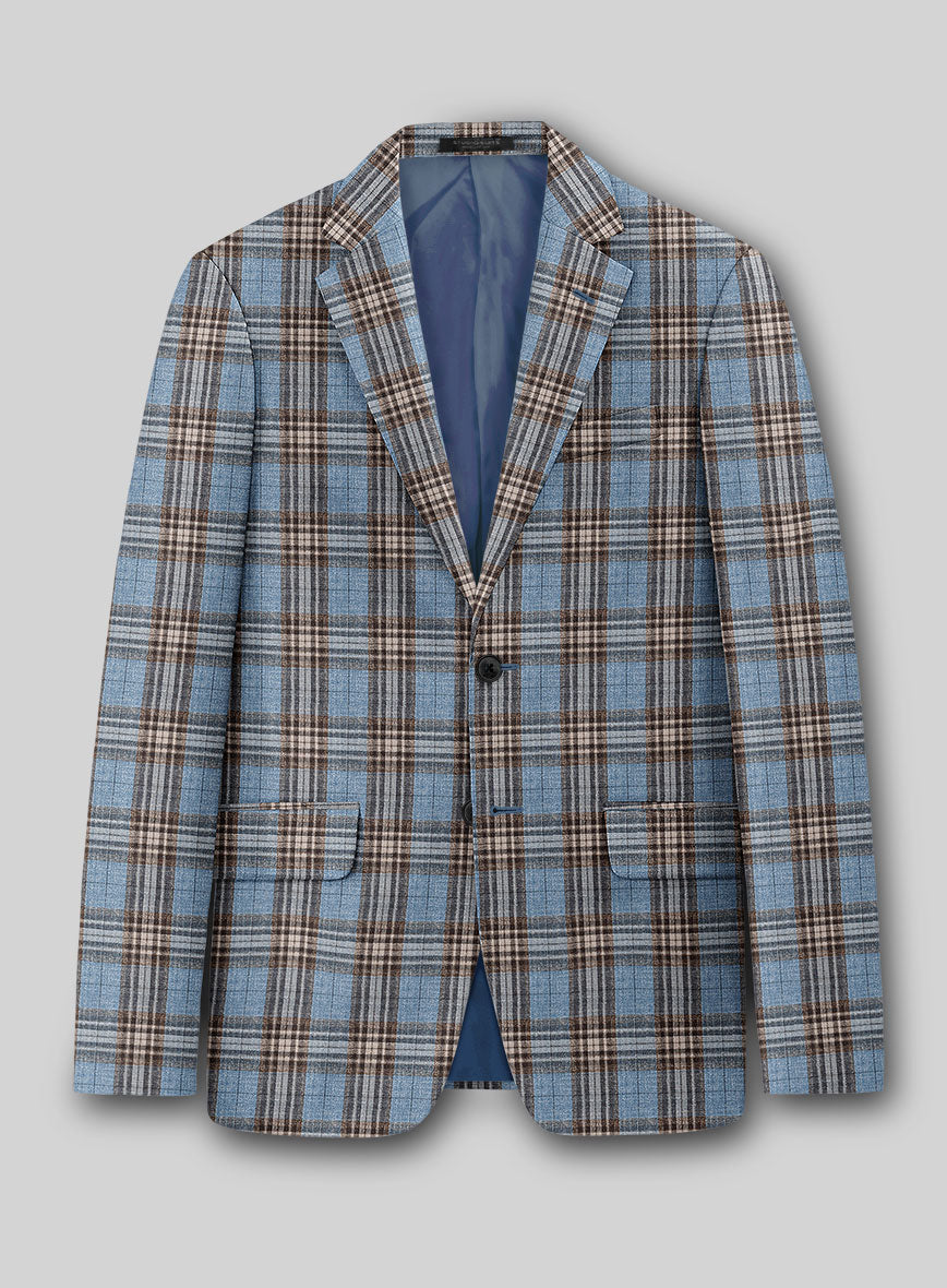 Noble Veron Tartan Wool Silk Linen Jacket - StudioSuits
