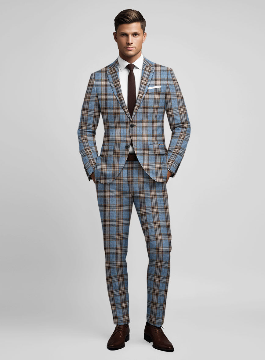 Noble Veron Tartan Wool Silk Linen Suit - StudioSuits