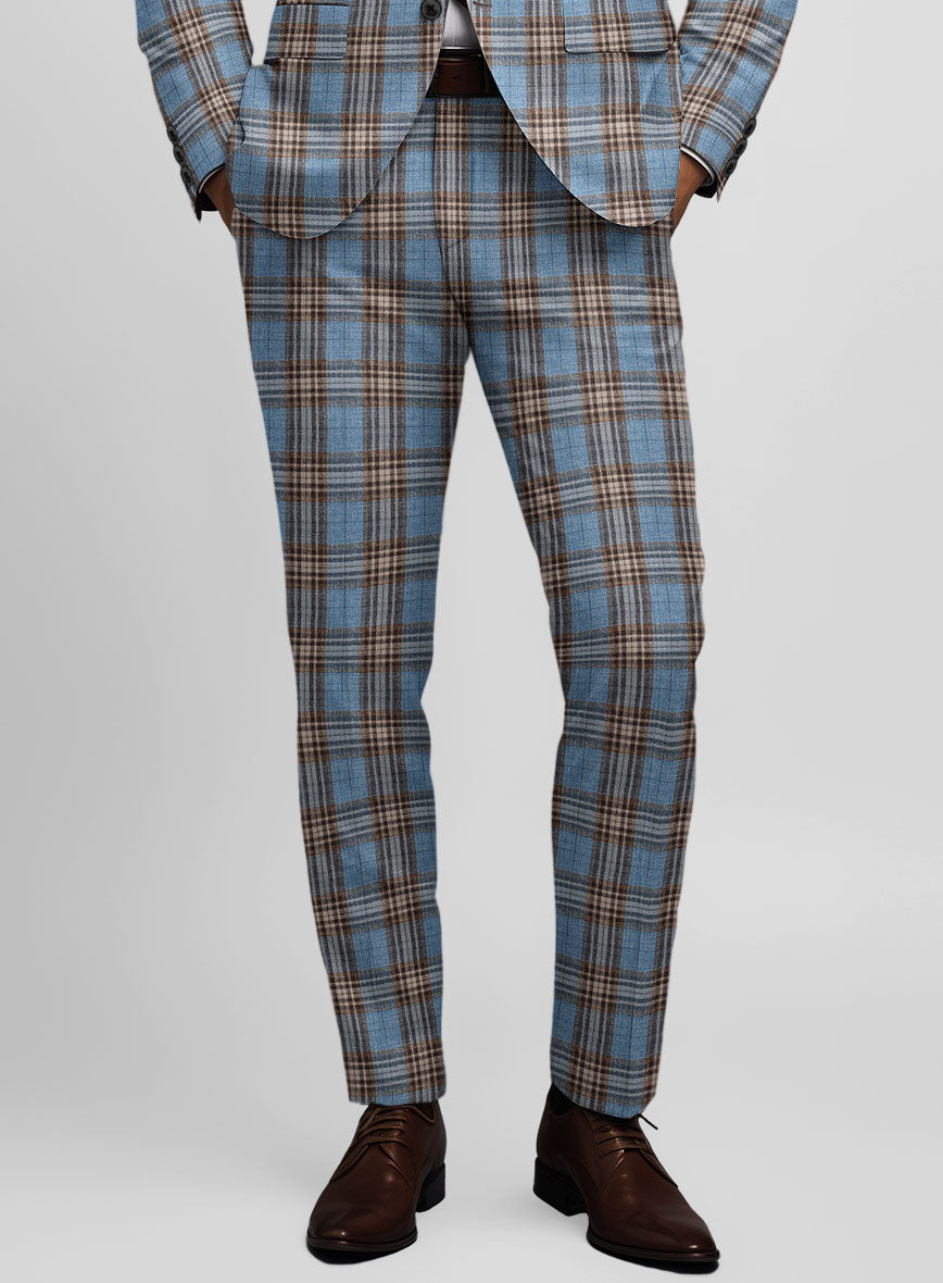 Noble Veron Tartan Wool Silk Linen Pants - StudioSuits