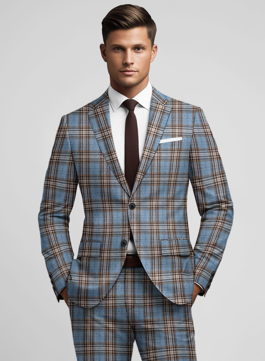 Noble Veron Tartan Wool Silk Linen Jacket - StudioSuits