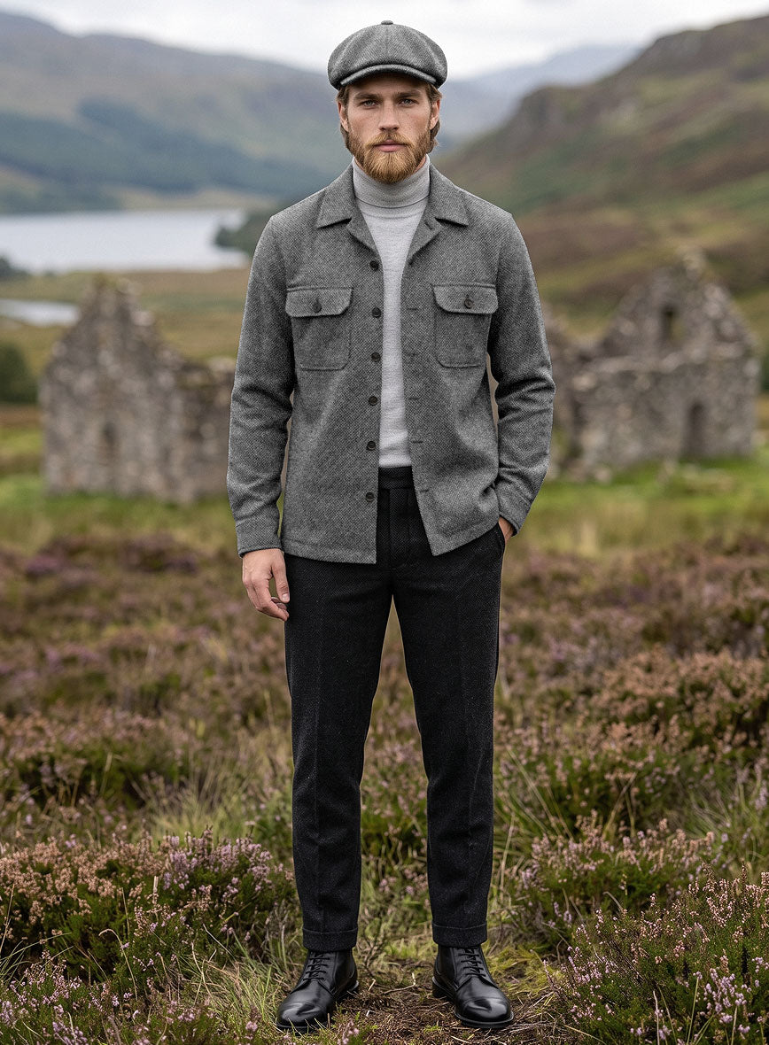 Nomad Harris Tweed Barley Gray Shirt - StudioSuits