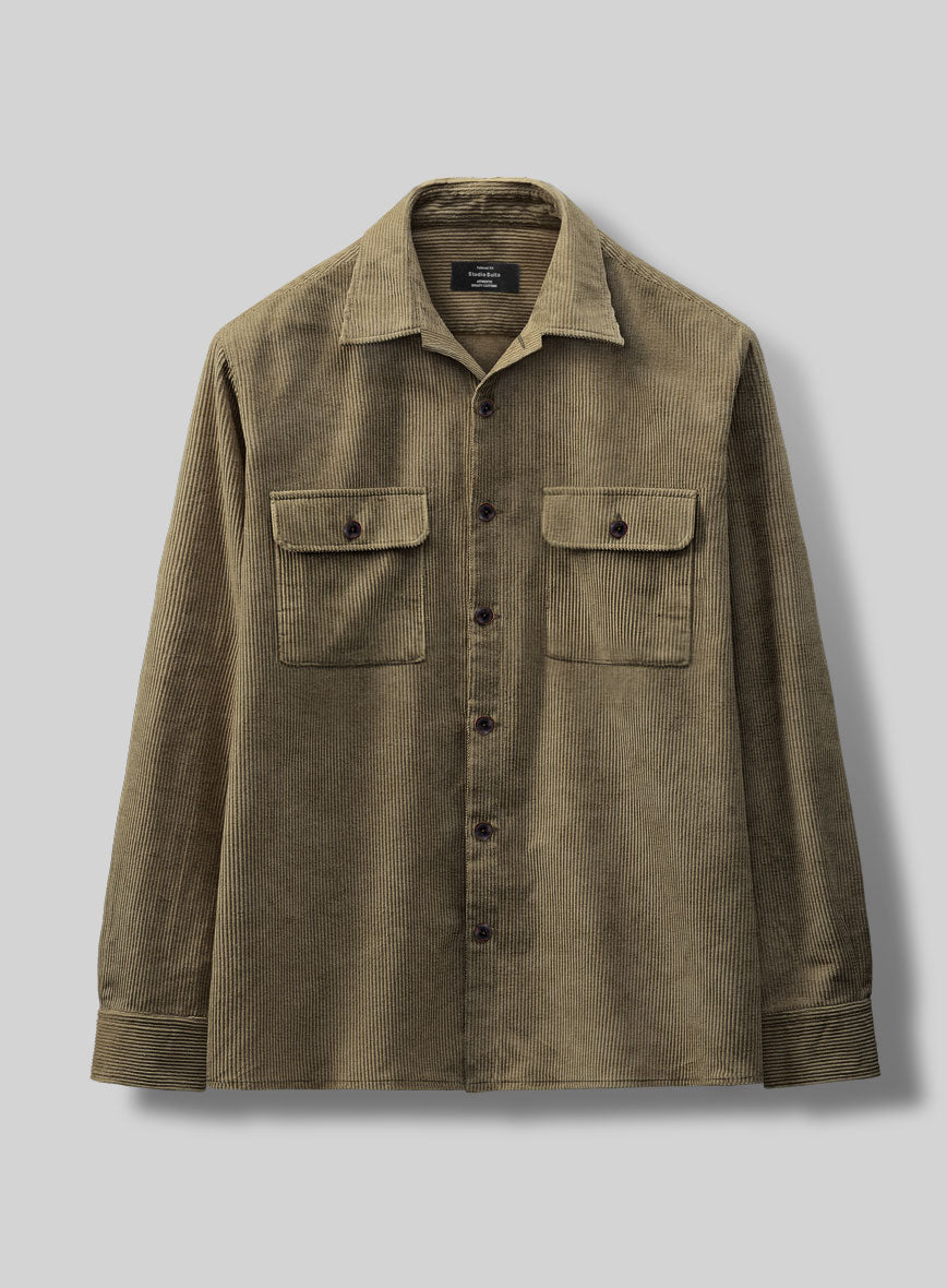 Nomad Dark Beige Corduroy Shirt - StudioSuits