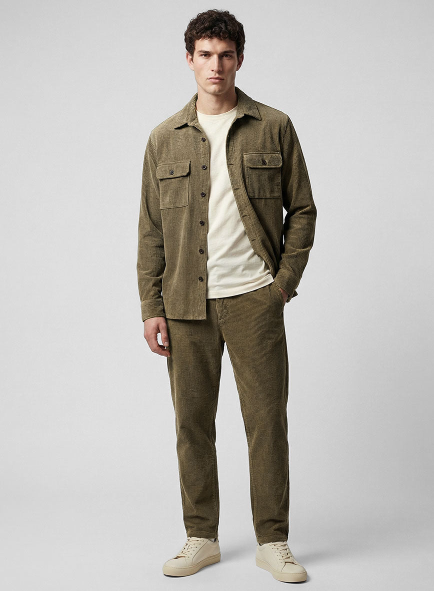 Nomad Dark Beige Corduroy Shirt - StudioSuits