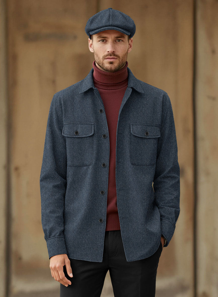 Nomad Light Weight Bond Blue Tweed Shirt - StudioSuits