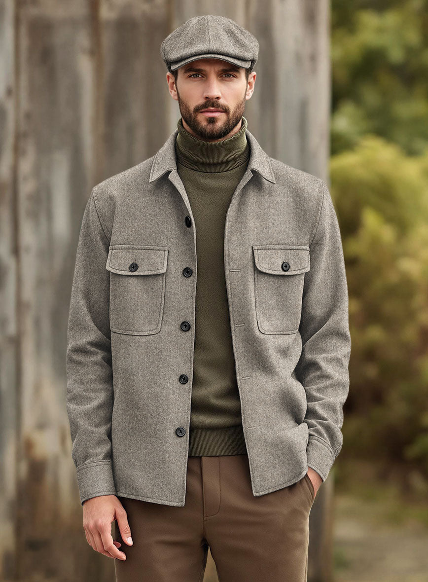 Nomad Light Weight Brown Tweed Shirt - StudioSuits