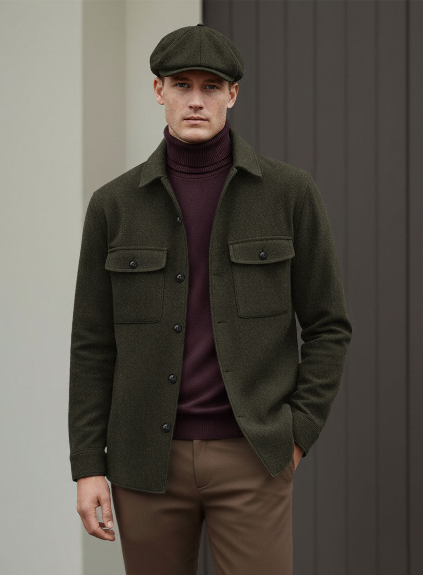 Nomad Naples Dark Green Tweed Shirt - StudioSuits