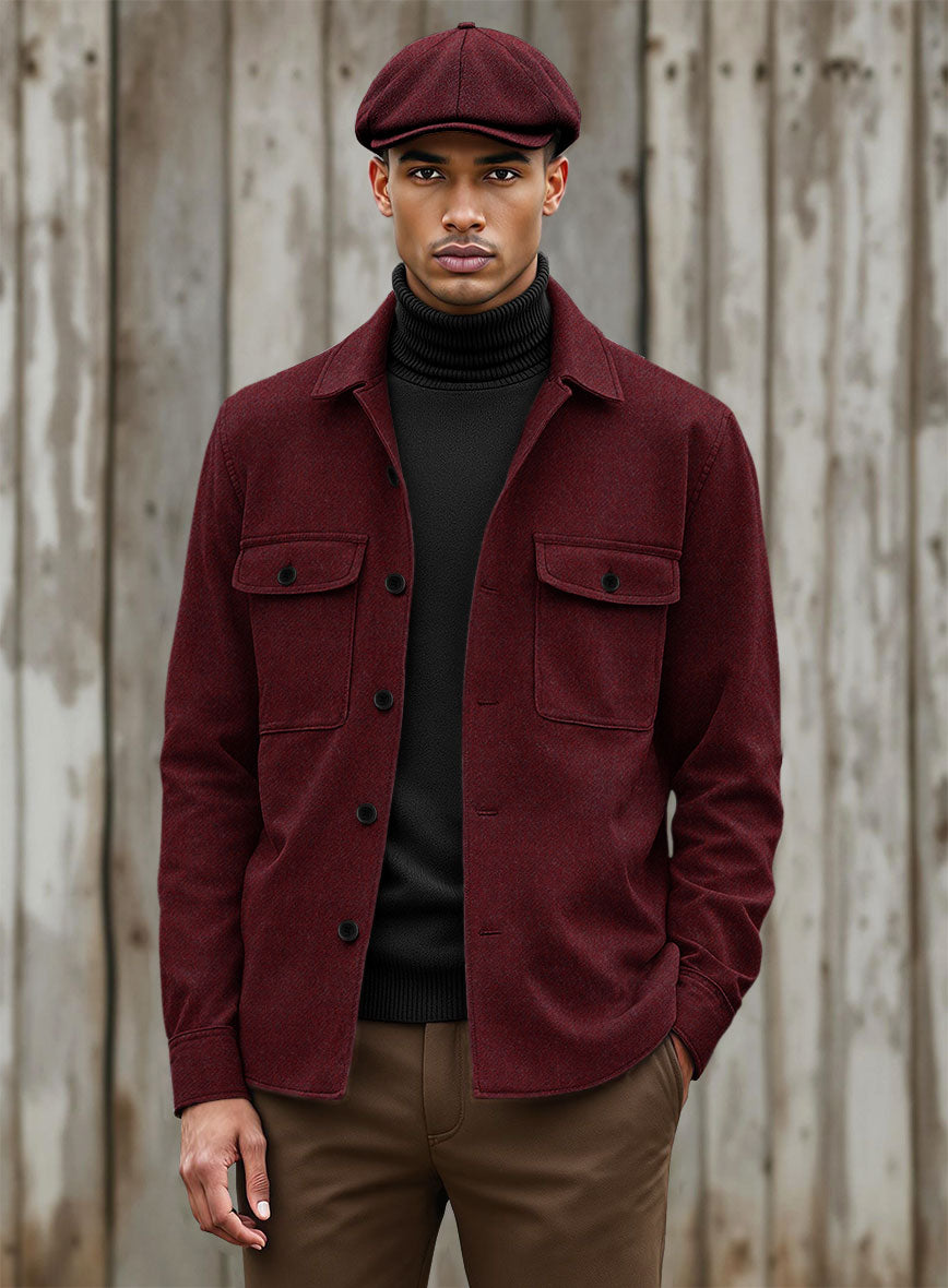 Nomad Naples Dark Scarlet Tweed Shirt - StudioSuits