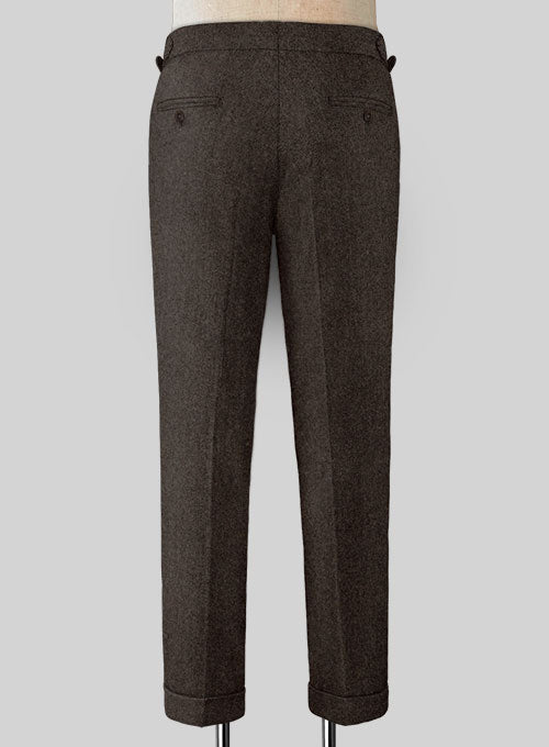 Naples Dark Brown Highland Tweed Trousers - StudioSuits