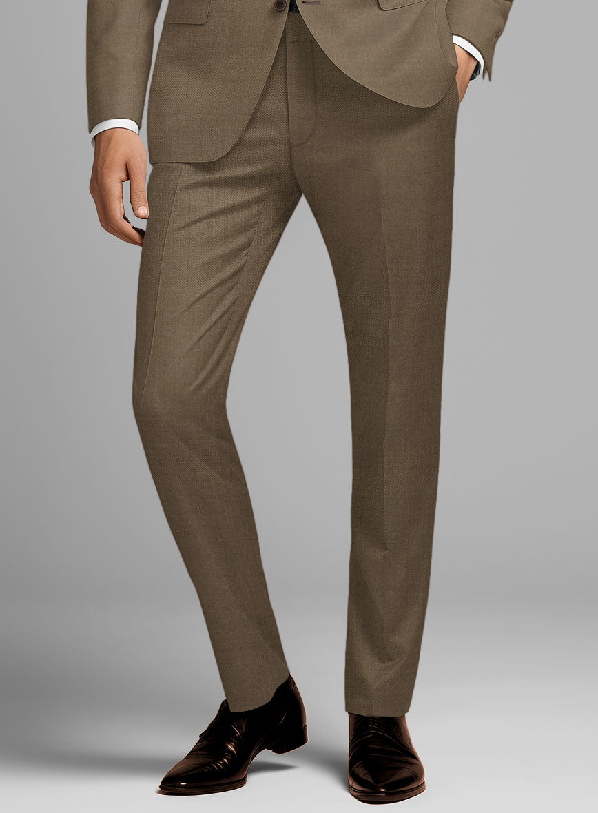Napolean Tan Wool Pants - StudioSuits