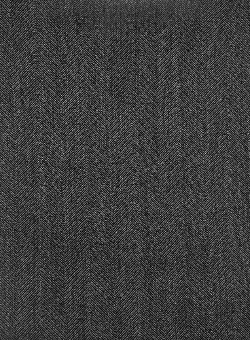 Napolean Imperial Gray Herringbone Wool Tuxedo Jacket - StudioSuits