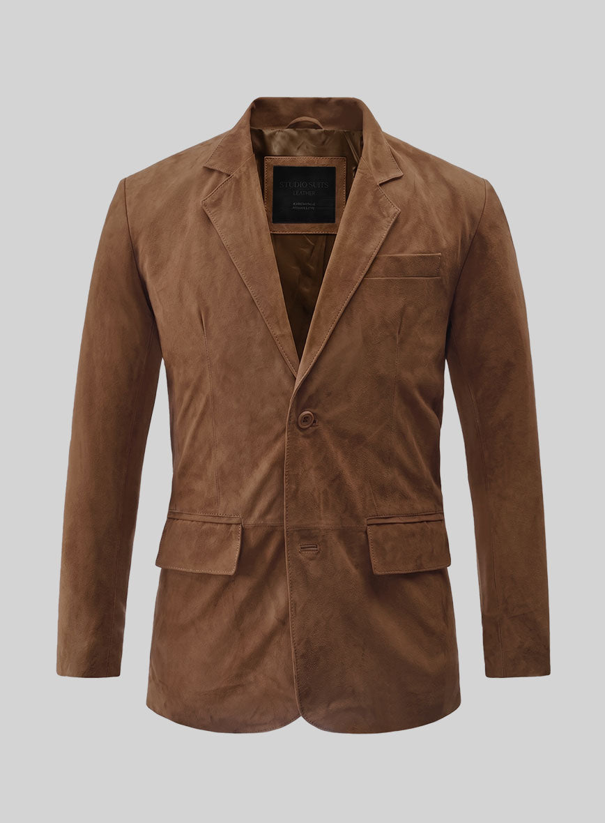 Oak Brown Suede Leather Suit - StudioSuits