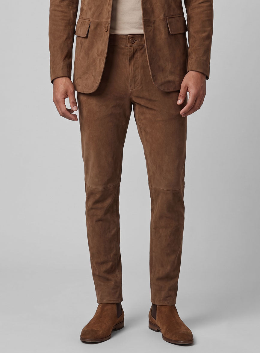 Oak Brown Suede Leather Suit - StudioSuits