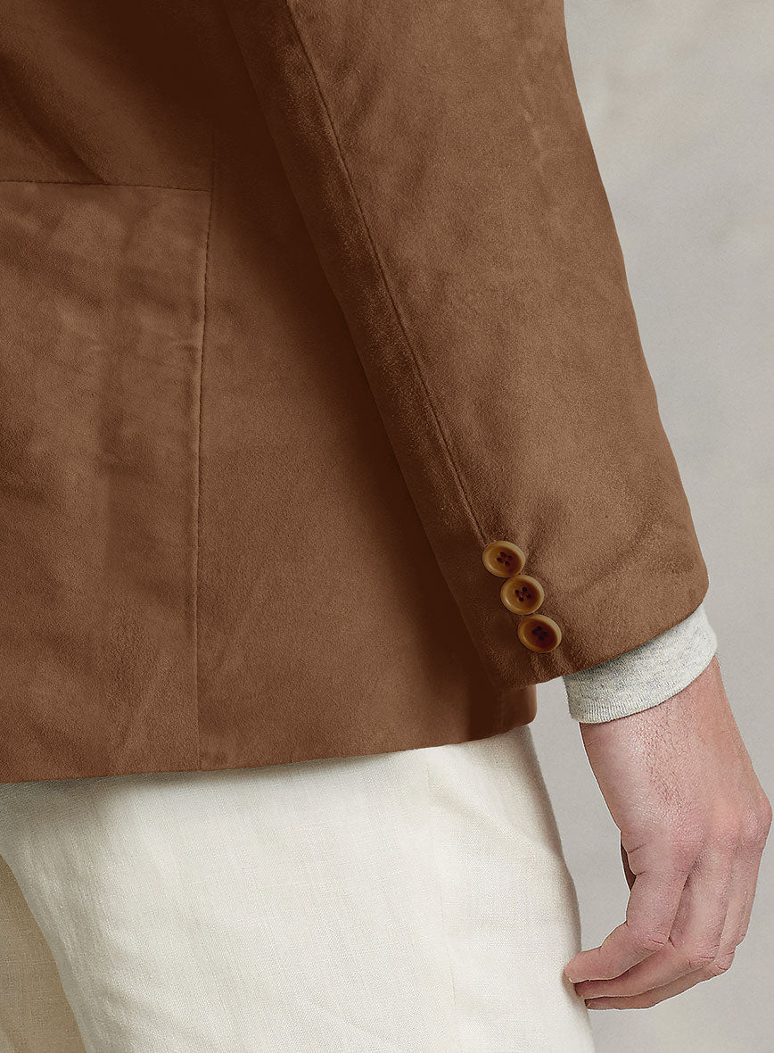 Oak Brown Suede Leather Blazer - StudioSuits
