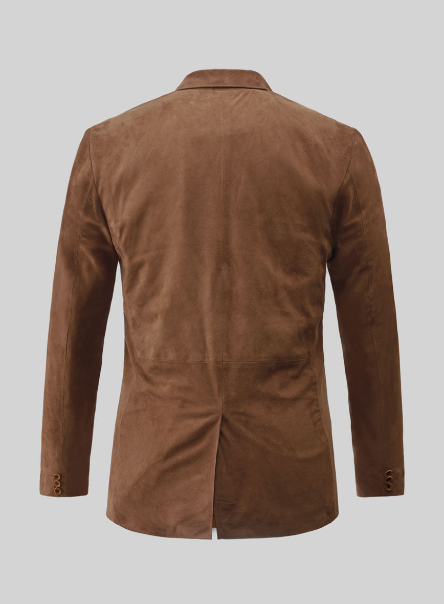 Oak Brown Suede Leather Blazer - StudioSuits