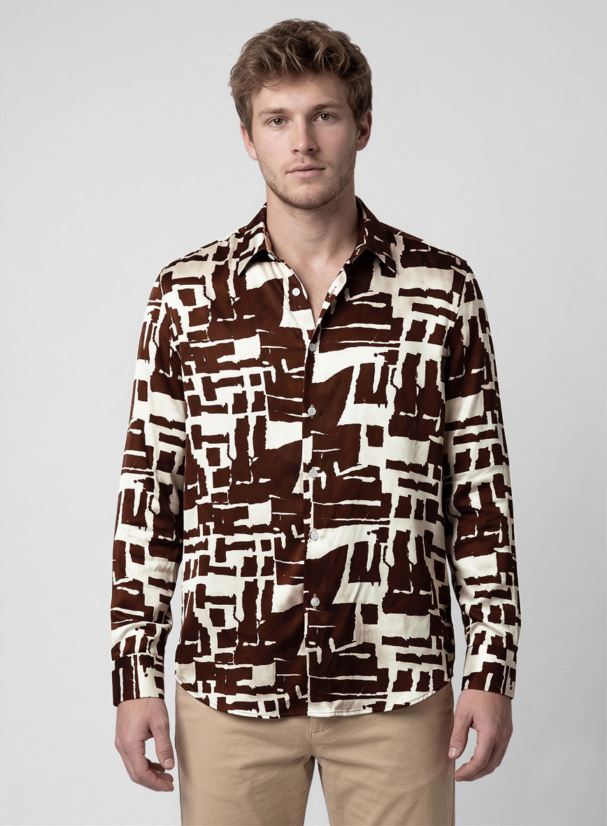 Obsidian Stroke Silk Shirt - StudioSuits