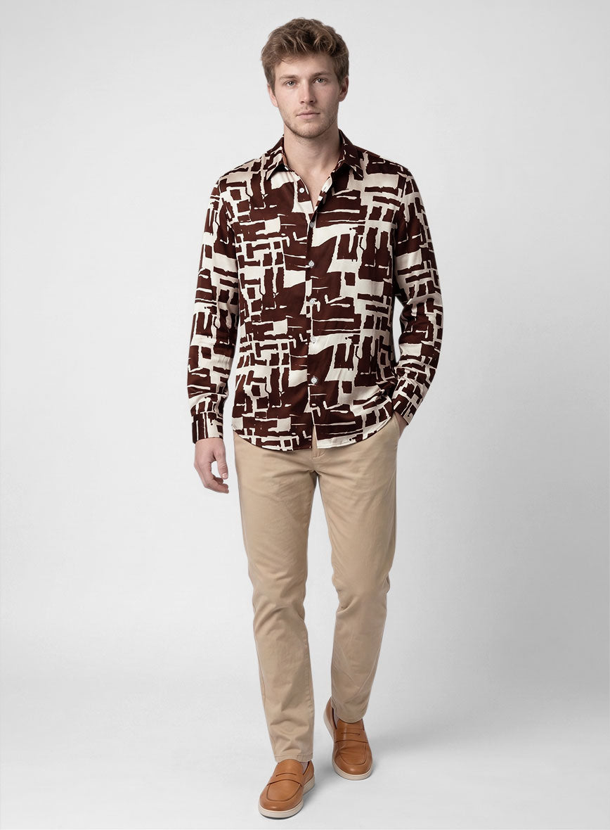 Obsidian Stroke Silk Shirt - StudioSuits