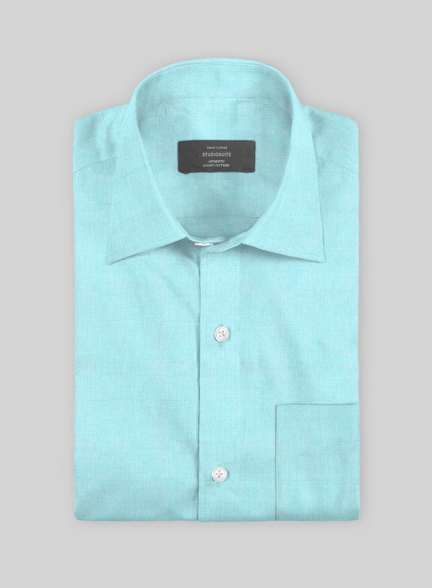 Ocean Blue Cotton Shirt - StudioSuits