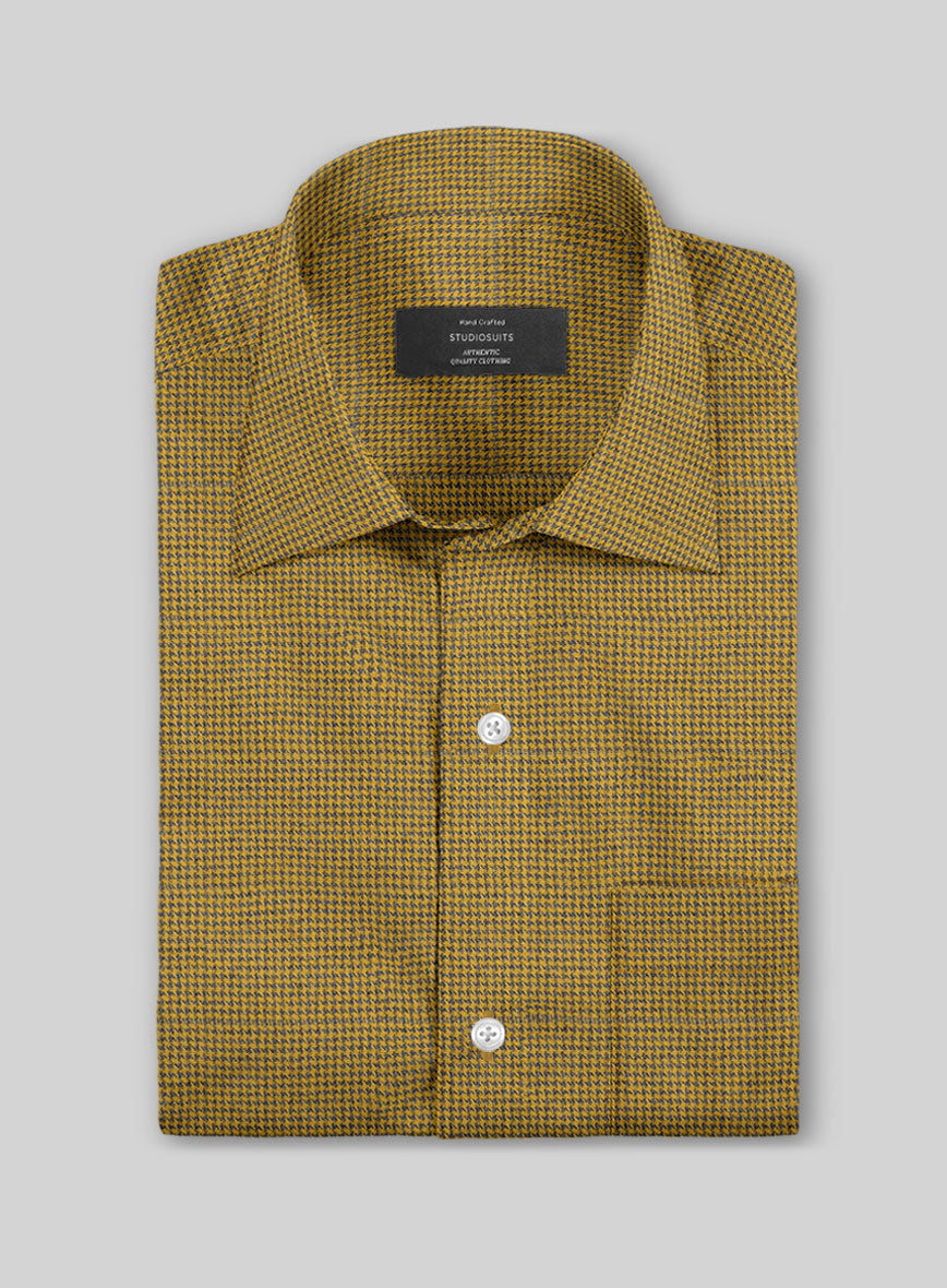 Ochre Houndstooth Cotton Shirt - StudioSuits