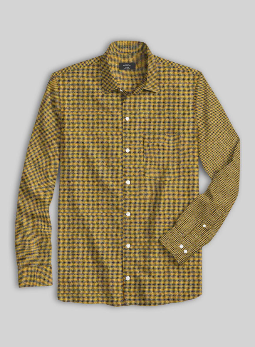 Ochre Houndstooth Cotton Shirt - StudioSuits