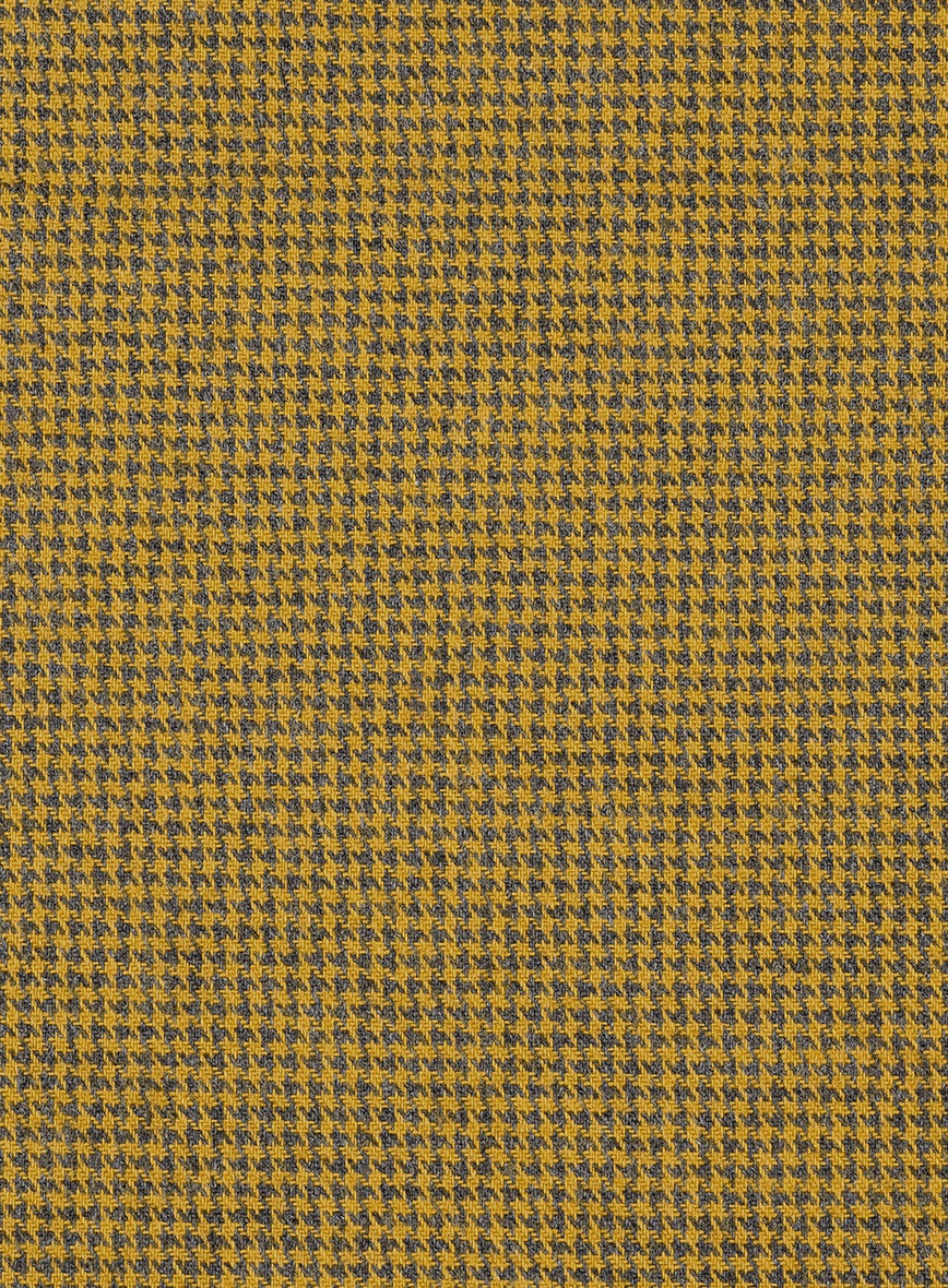 Ochre Houndstooth Cotton Shirt - StudioSuits