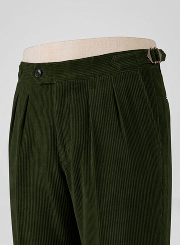 Olive Green Corduroy Highland Trousers - StudioSuits