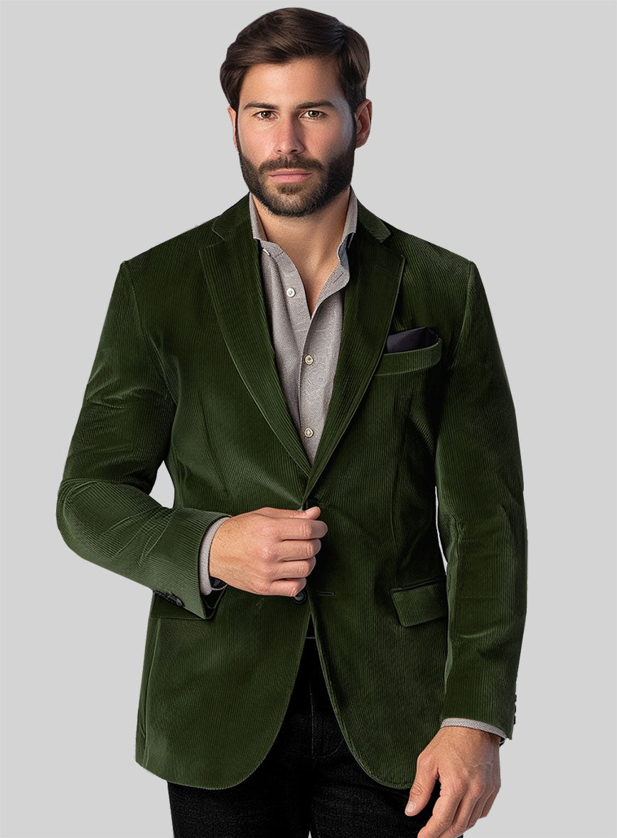 Olive Green Corduroy Jacket - StudioSuits