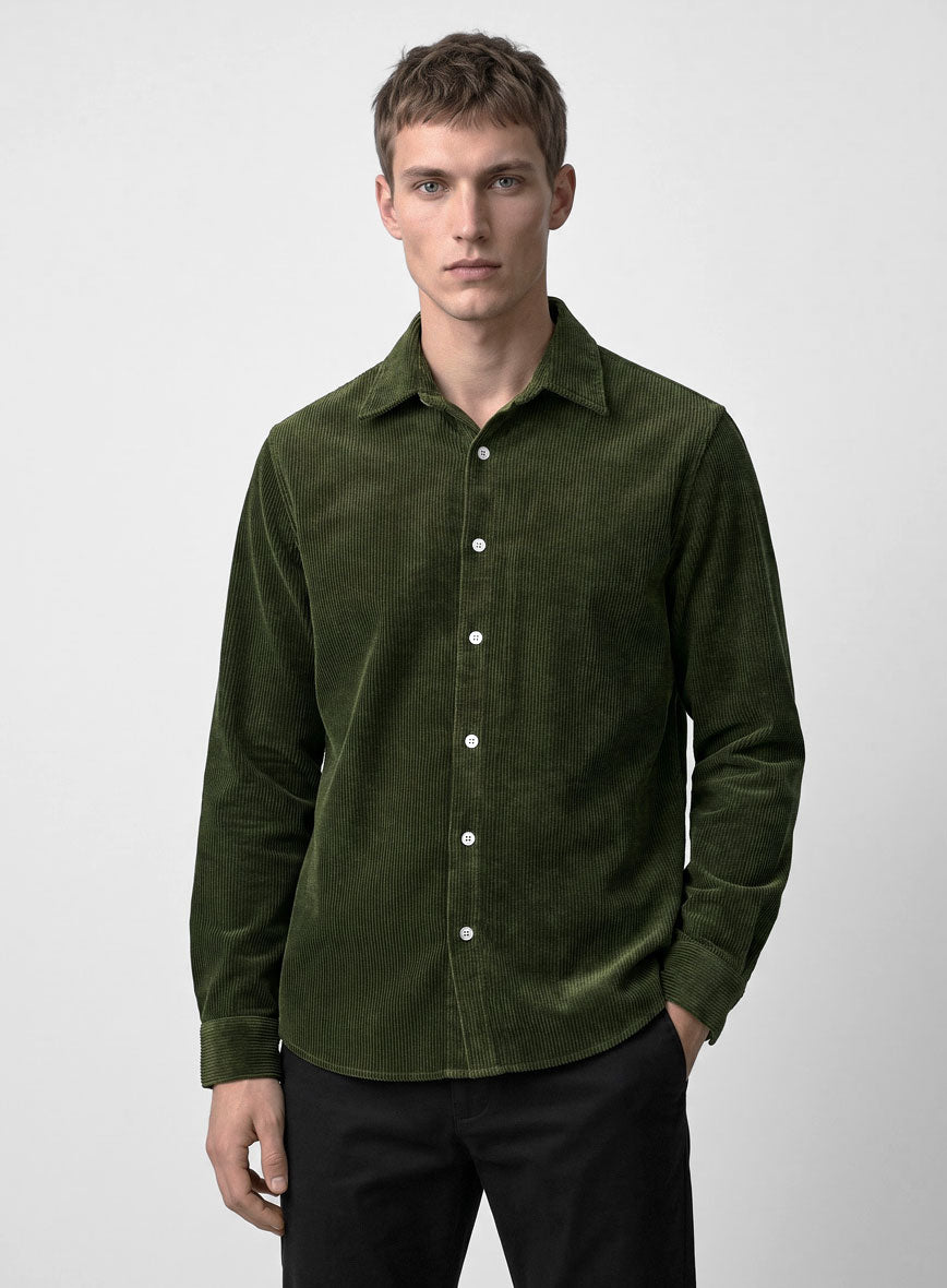 Olive Green Corduroy Shirt - StudioSuits